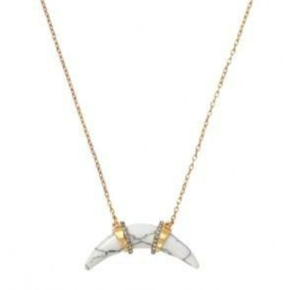 Stella & Dot White Gold Arc Pendant Necklace